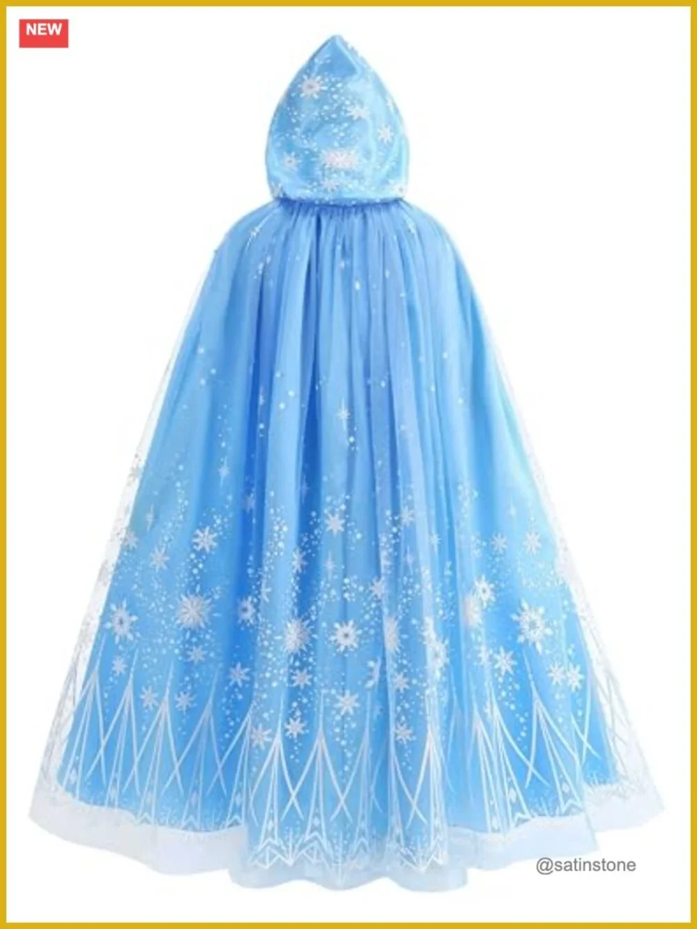 Kids Princess Cape Hooded Cloak Snowflake Ice Queen Costume Dress Up Party Favor